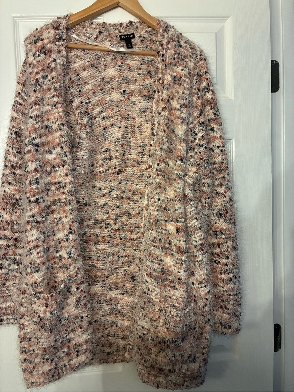 torrid Pink-Multi Fuzzy Open-Front Cardigan
